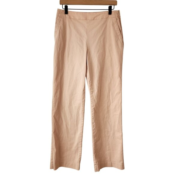 Talbots Tan Trousers Pants Khaki Straight Leg Stretch Flat Front Women's 10 - Picture 1 of 7